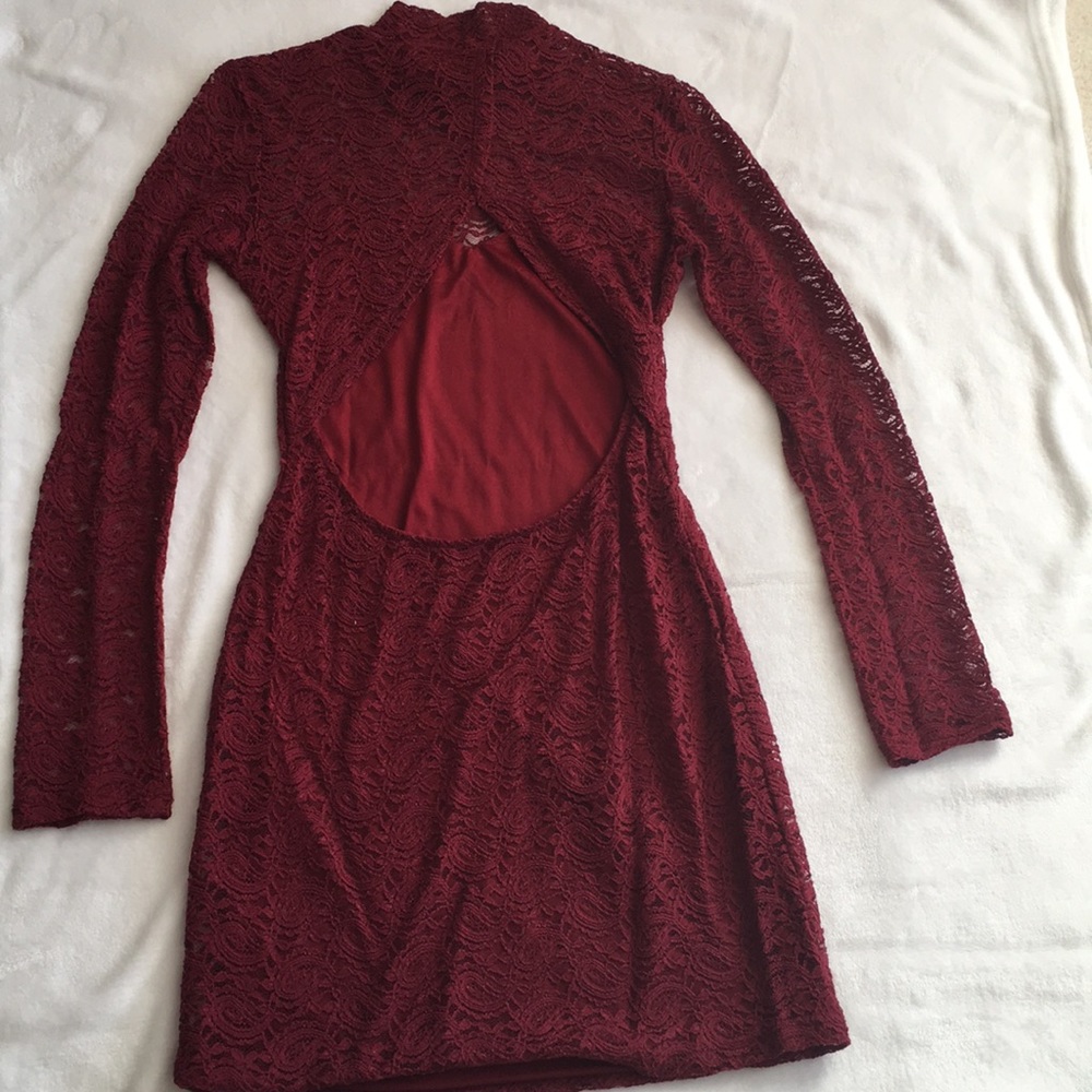 Beautiful burgundy open back dress